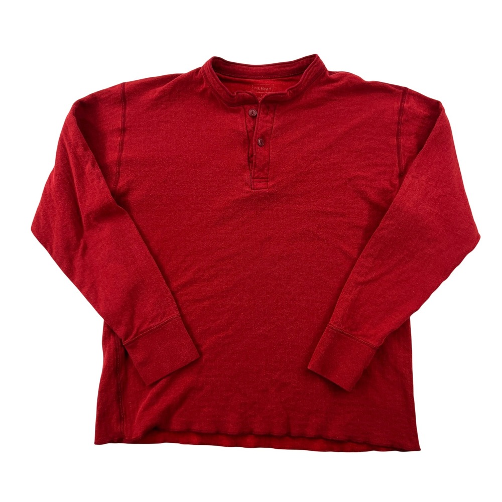 LL Bean River Driver Henley Shirt Men Large Red Heritage Workwear Outdoors